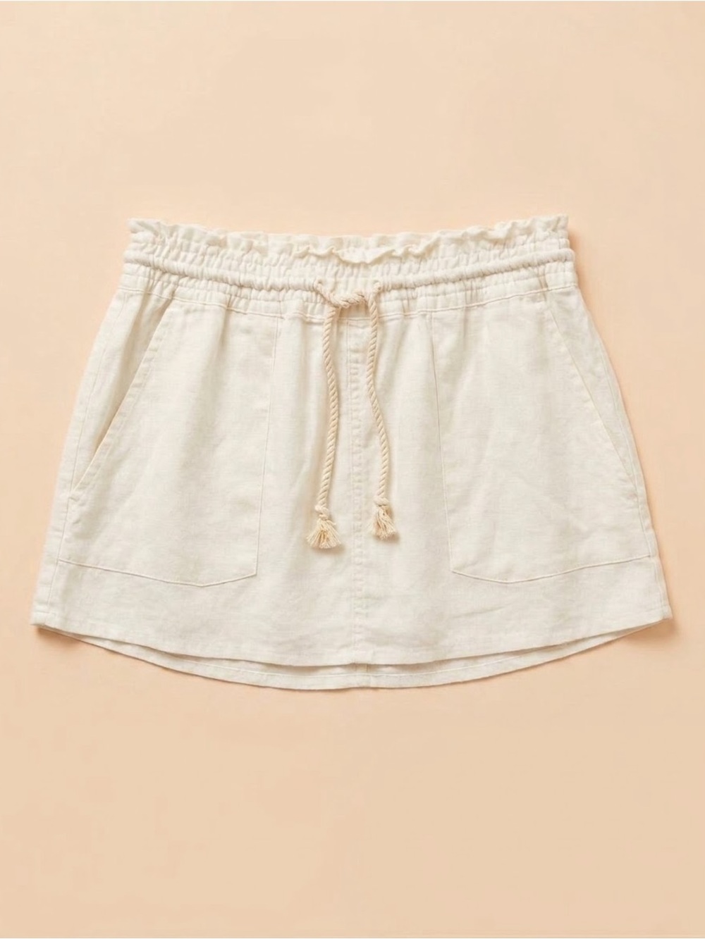 Roxy Casual Drawstring Cream Mini Skirt S